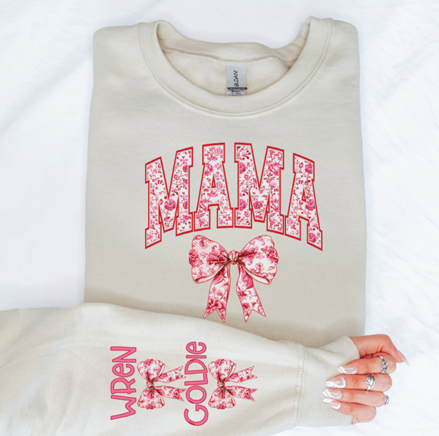 Pink bow Mama tee or sweatshirt