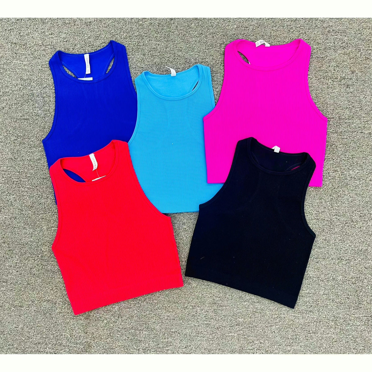 ARIA Ribbed Seamless High Neck Tank Top (5 colors)
