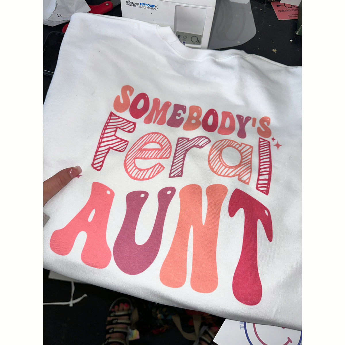 Colorful Somebody’s Feral Aunt Tee