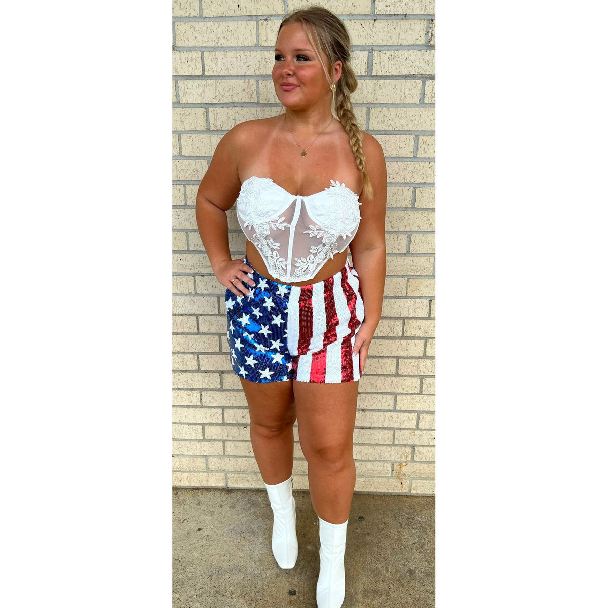 Savannah White Bustier Top (4th of july sexy)