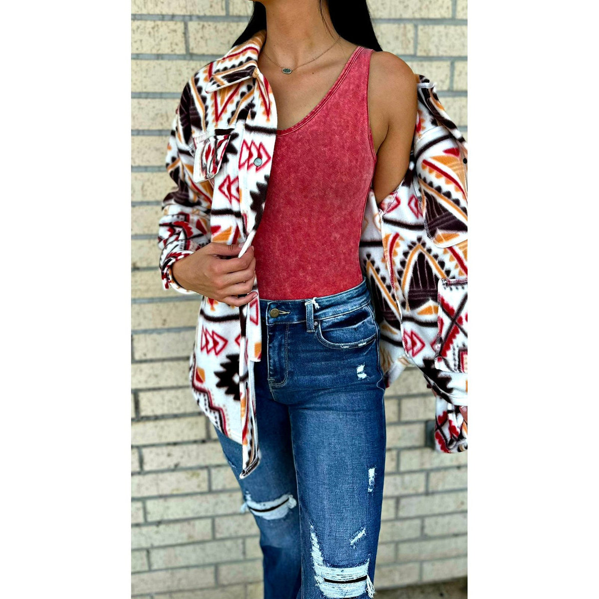 Paisley Burgundy Aztec Soft Shacket