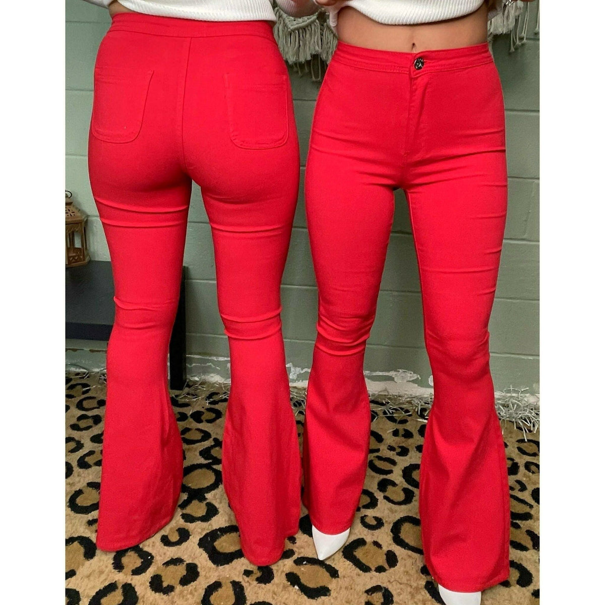 Holiday super stretchy Red Bell Bottom flares