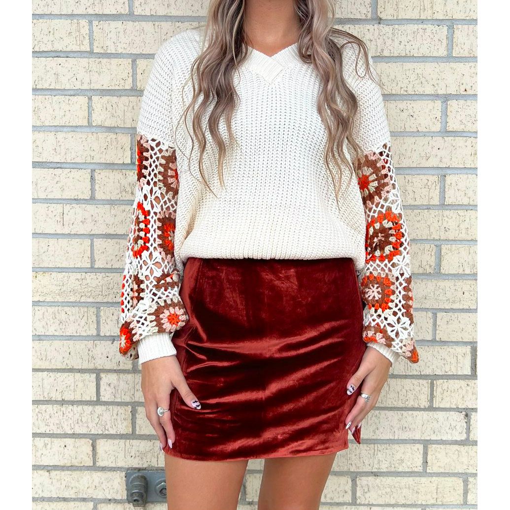 Farah Rust Velvet Skirt