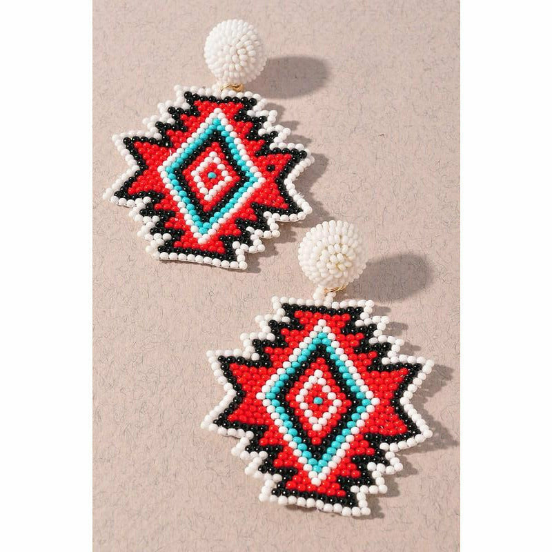 Azalea Aztec Bead Earring  ( 2 colors)