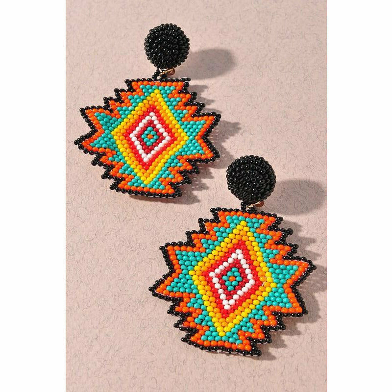 Azalea Aztec Bead Earring  ( 2 colors)