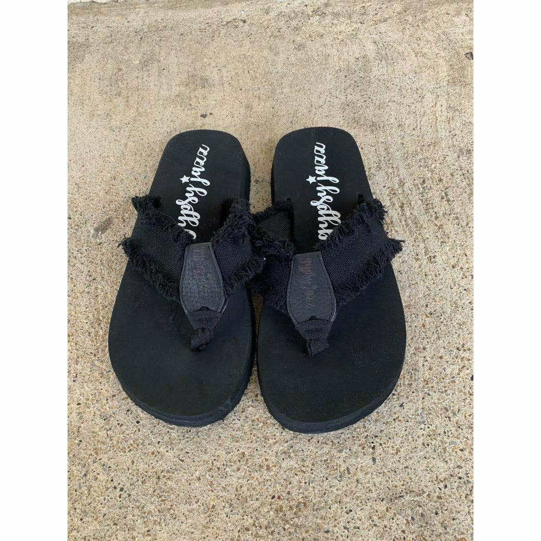 All Black Flip Flop Sandals