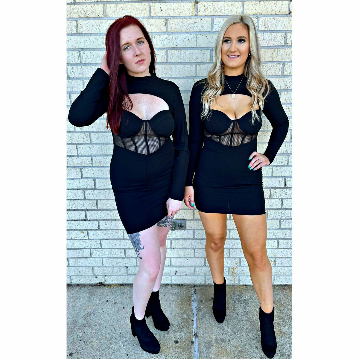 Laylee Sexy Mesh Cutout Black Dress