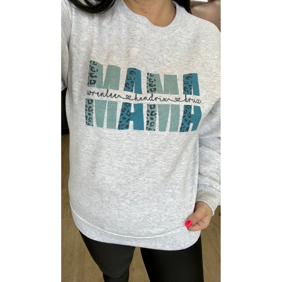 Teal Mama Custom Leopard Sweatshirt, Hoodie or Tee