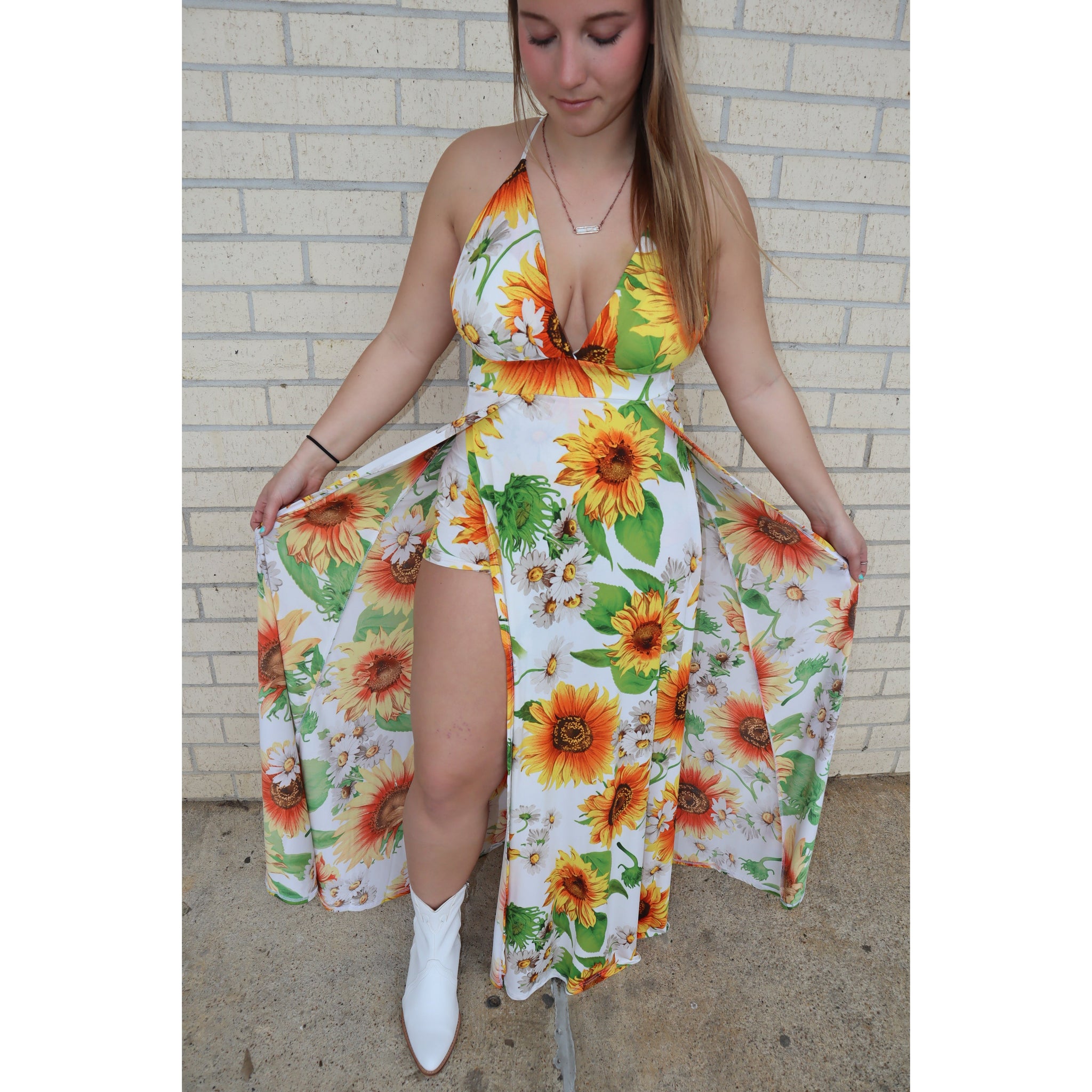 It's a Vibe Sunflower Maxi Dress (shorts underneath) - Gabriel Clothing  Company