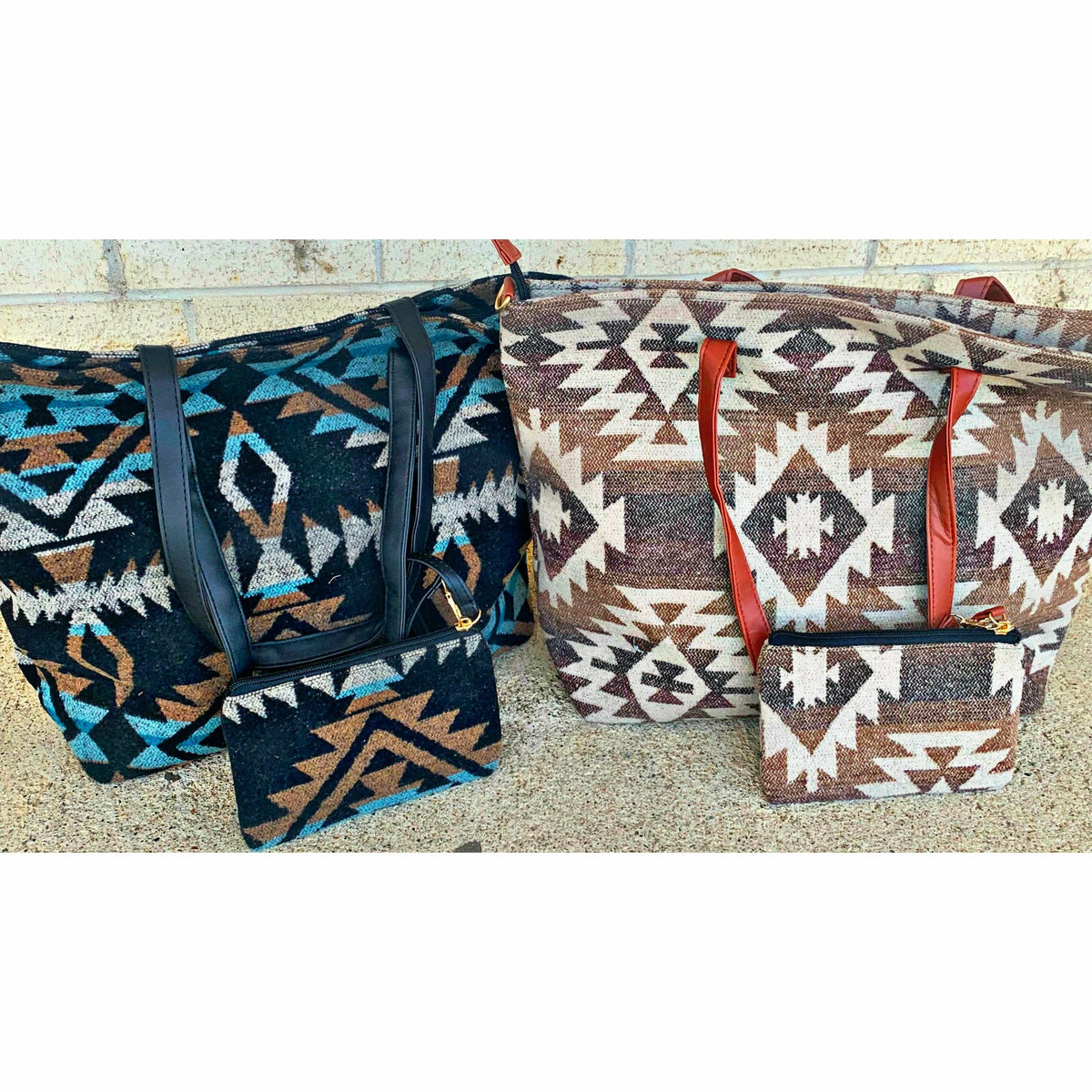Aza Aztec Print Bag &amp; Pouch ( 2 colors)