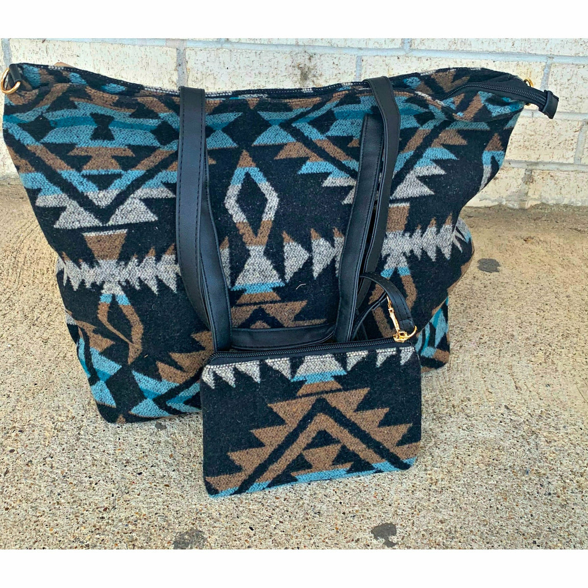 Aza Aztec Print Bag &amp; Pouch ( 2 colors)