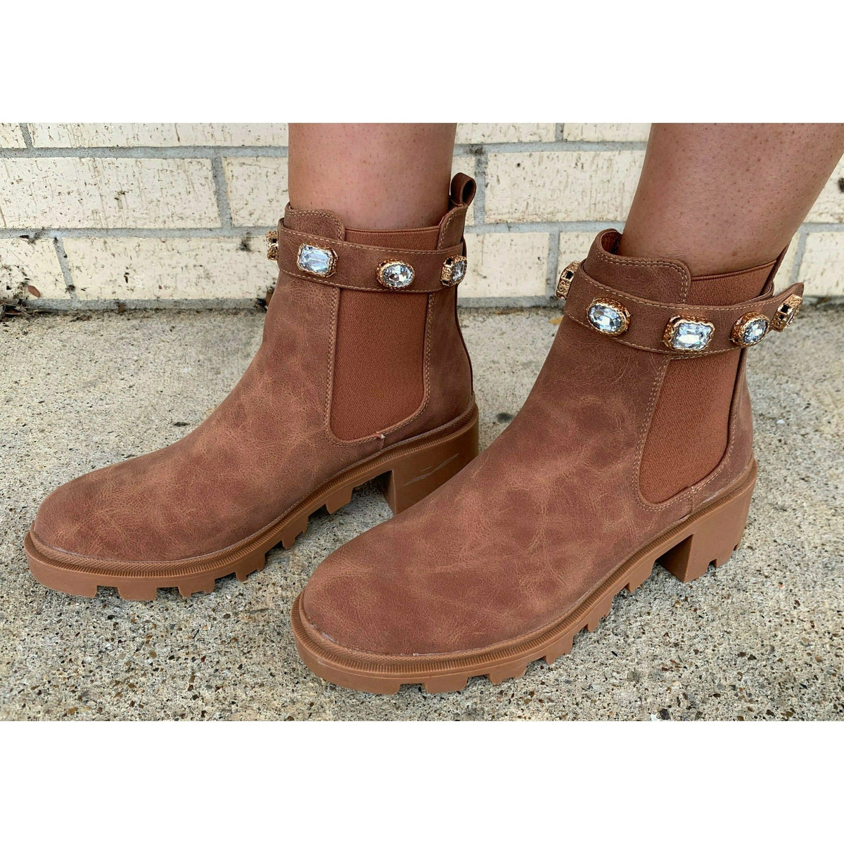 Stella Studded Brown Booties
