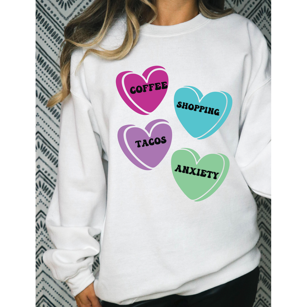 Coffee Anxiety Candy Heart Tee or sweatshirt