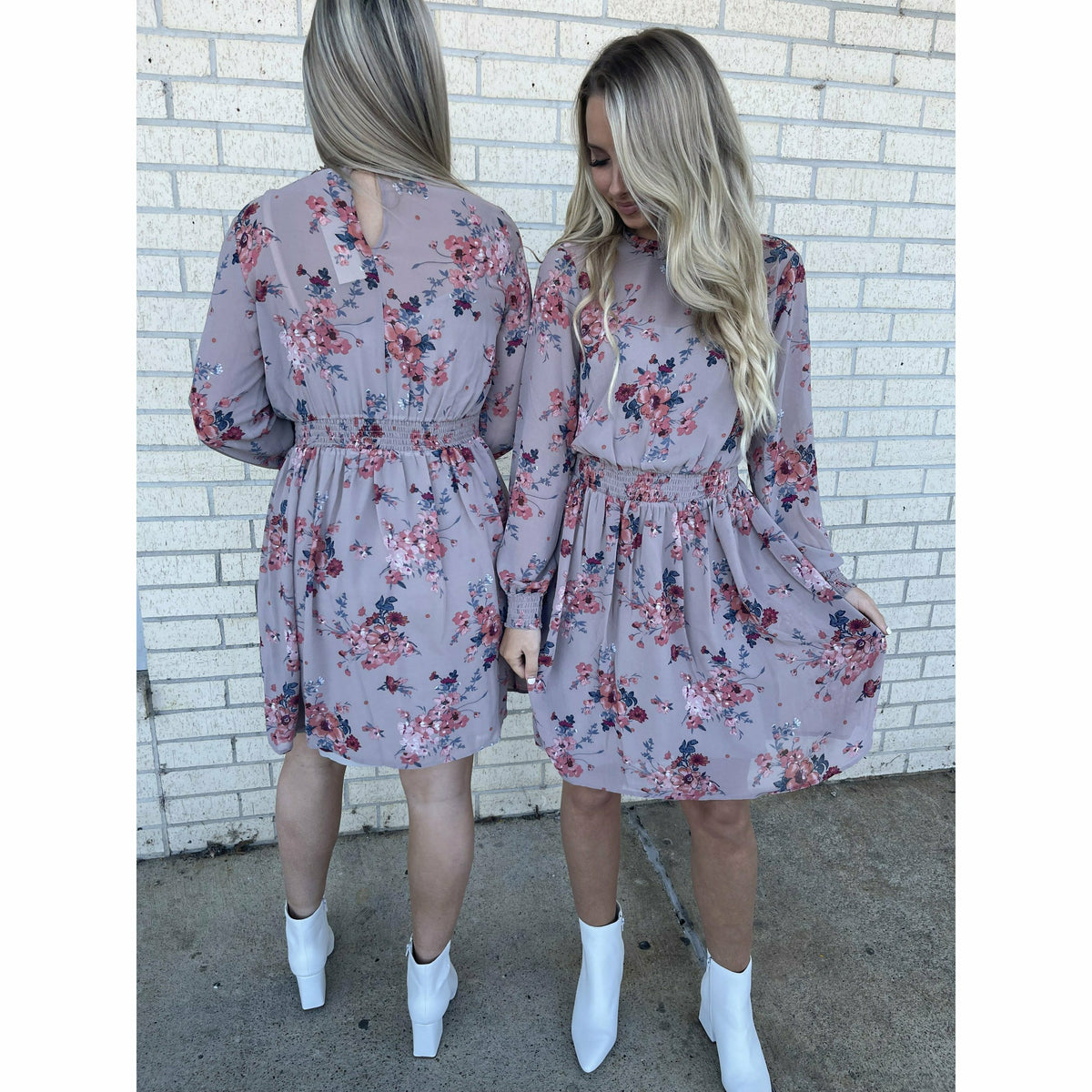 Cali Taupe Floral Dress