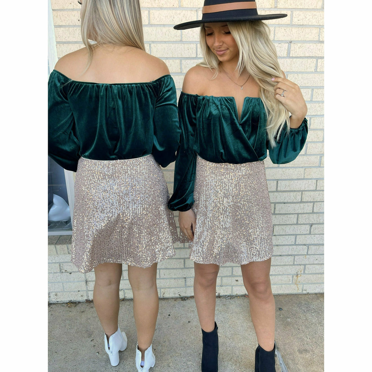 Jaimie  Champagne Sequin Skirt