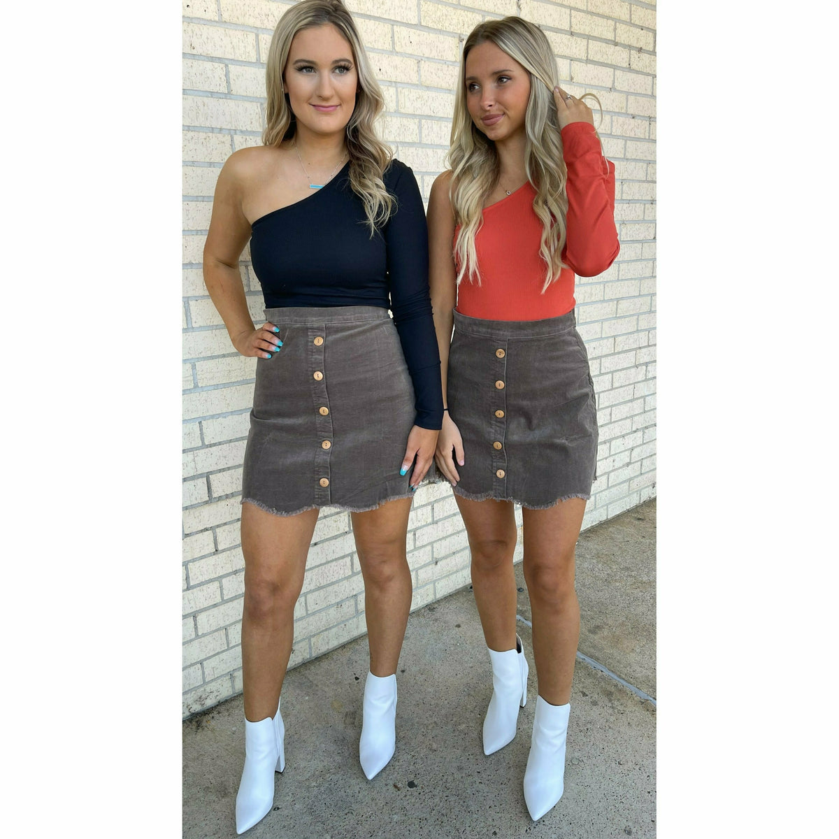 Brennan Brown Button Skirt