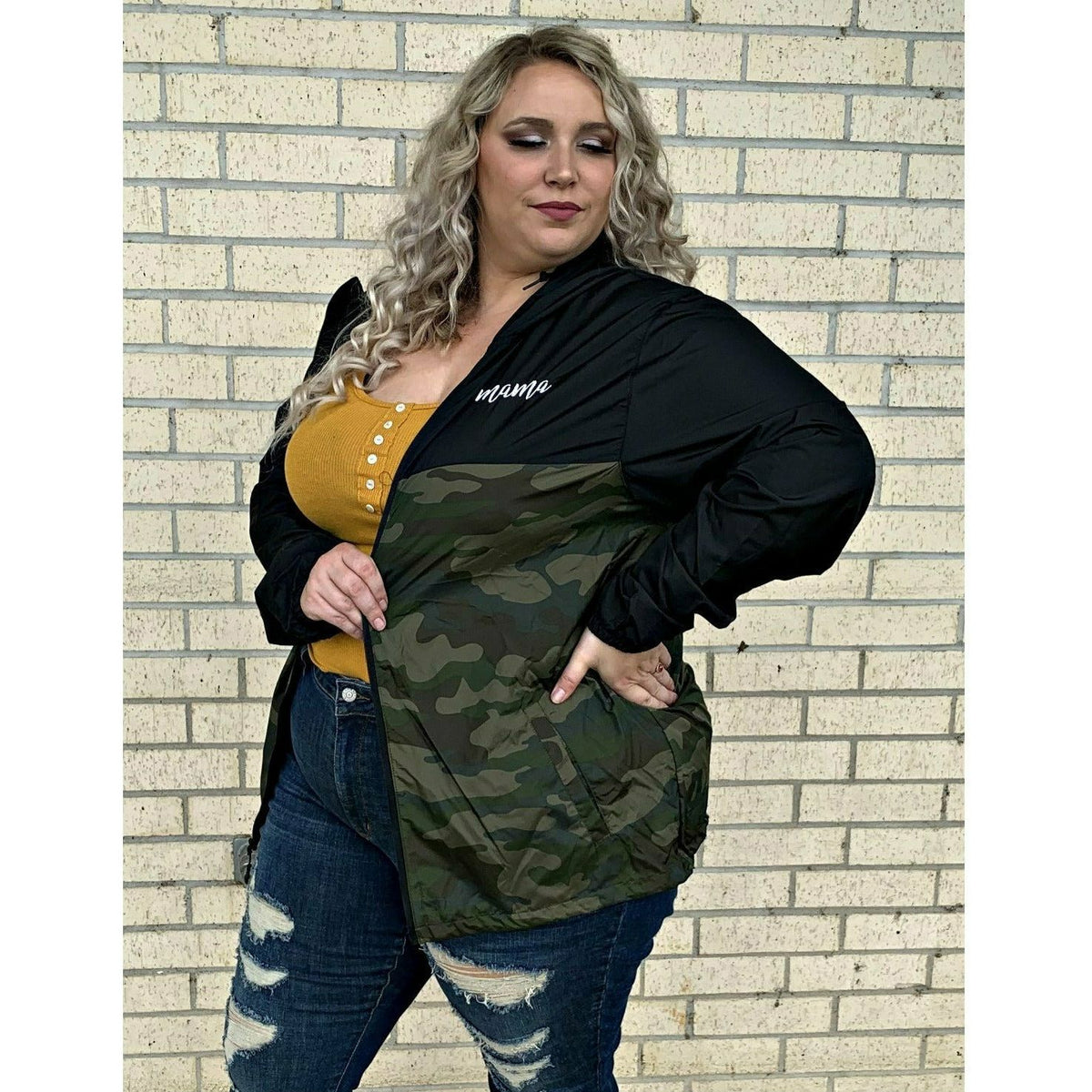 Mama Camo/Black Windbreaker jacket