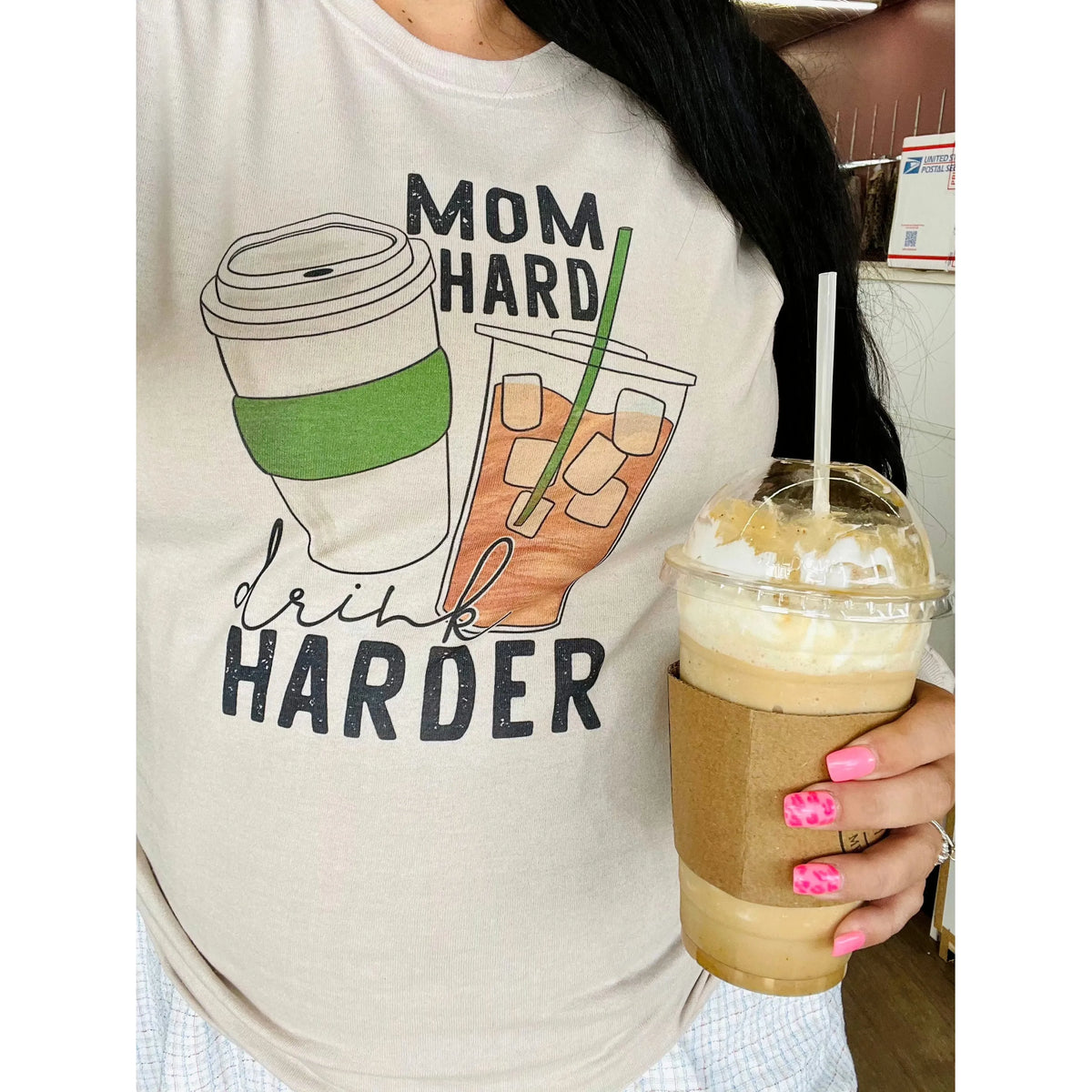 Mom Hard drink harder coffee tee or sweatshirt
