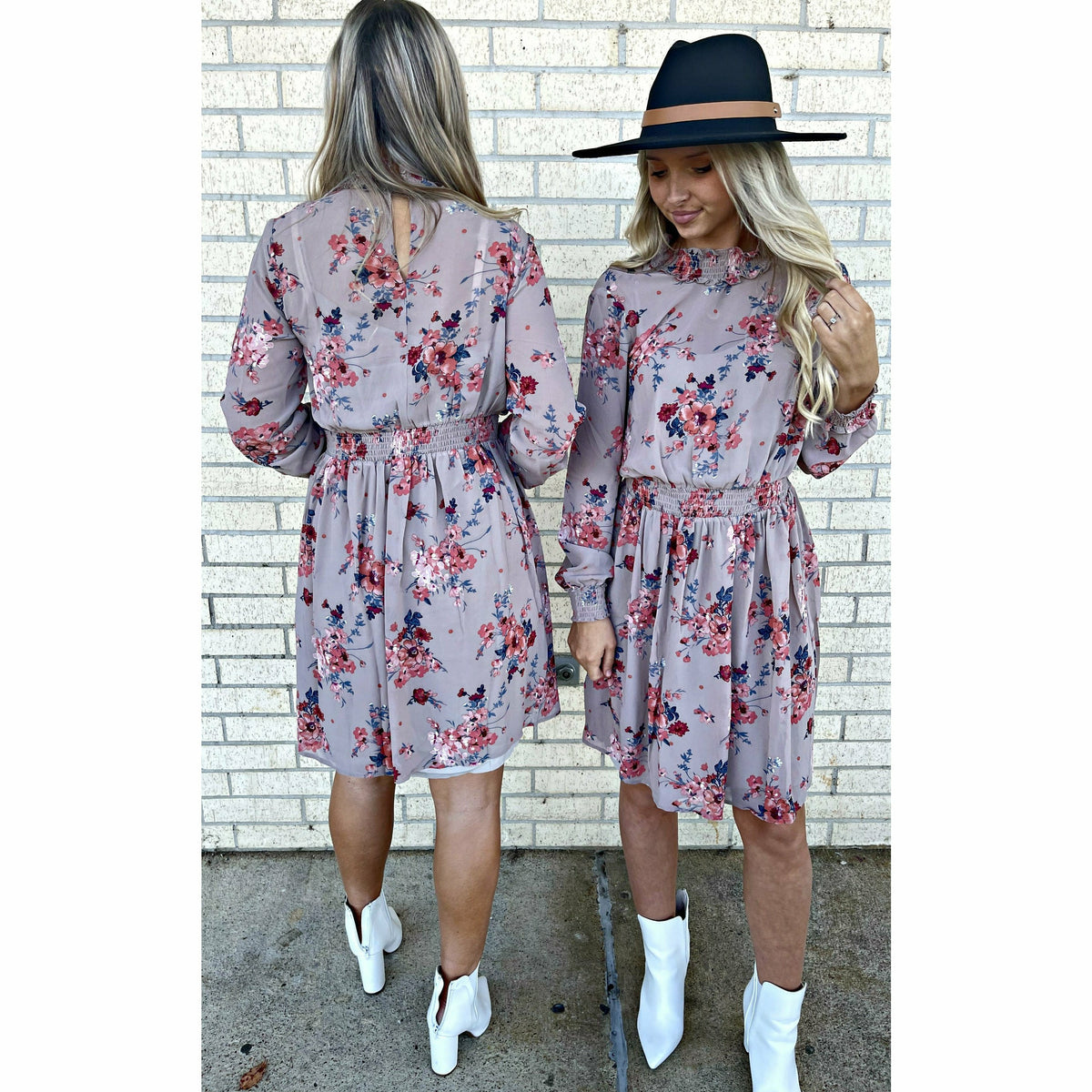 Cali Taupe Floral Dress
