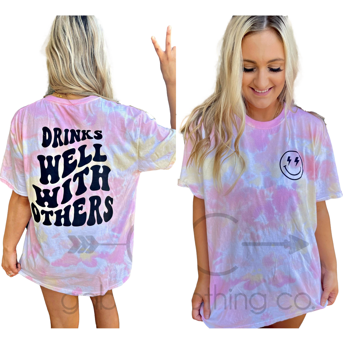 Drinks Well With Others Smiley Tee