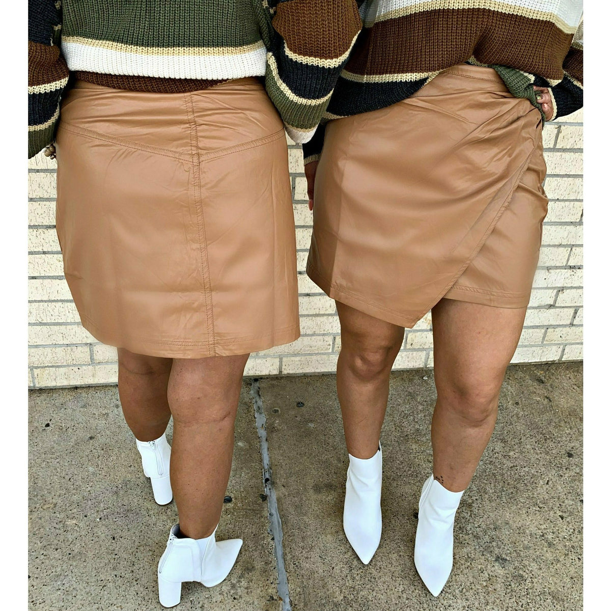 Tenlie Tan Faux Leather Skirt